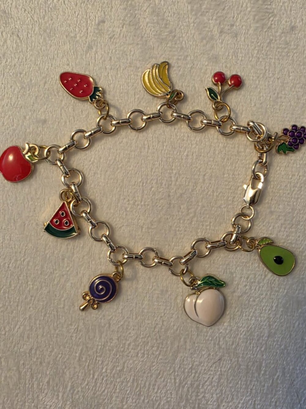 Sweet Fruit and Treat Themed Charm Bracelet